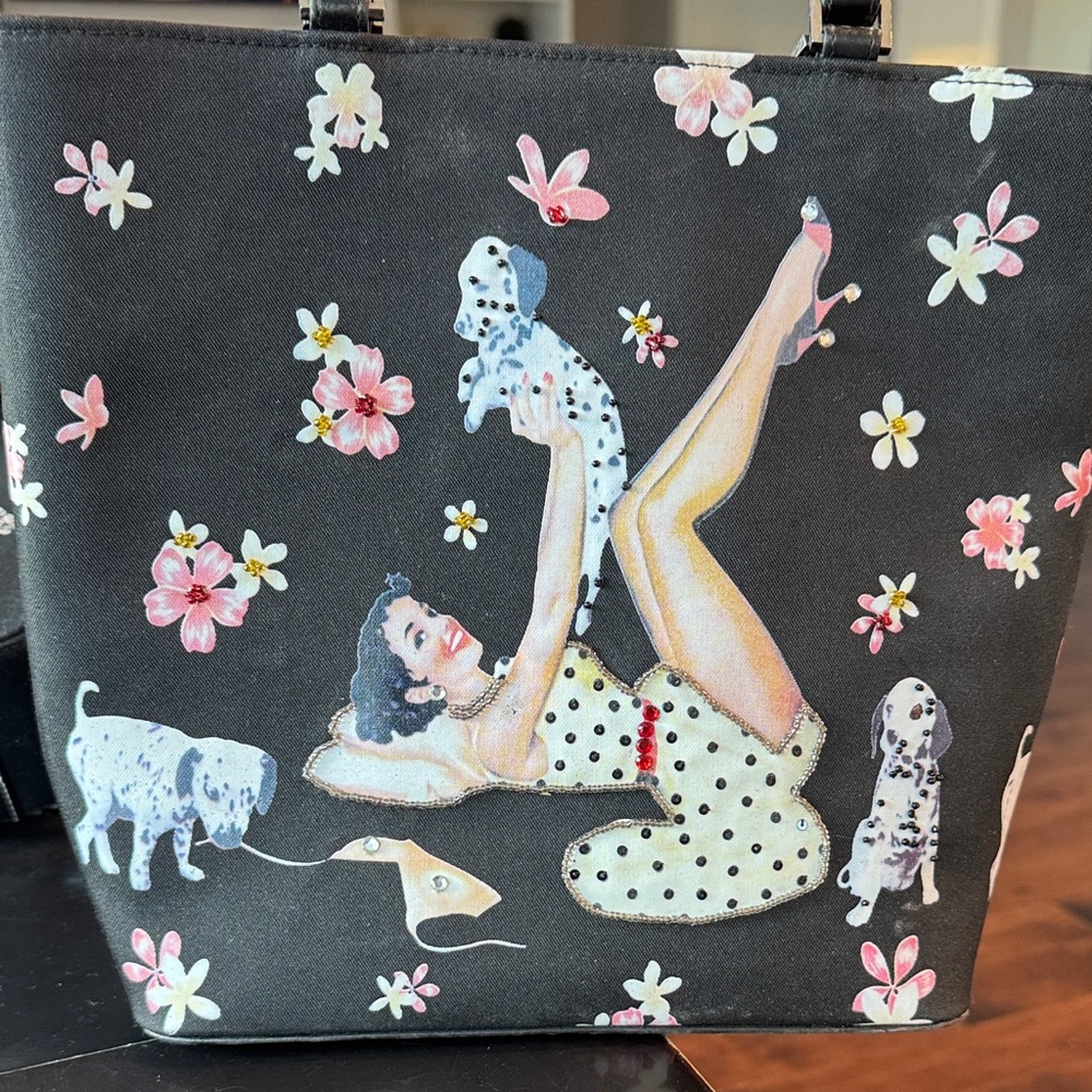 Floral Black Tote Bag